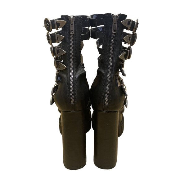 LaModa Women’s Black Faux Leather Platform Gothic Heeled Sandals Size 8 - Picture 8 of 11